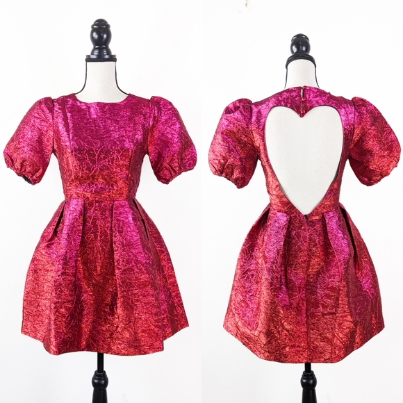 Storia Dresses & Skirts - NWT Storia Crinkle Iridescent Open Back Mini Dress